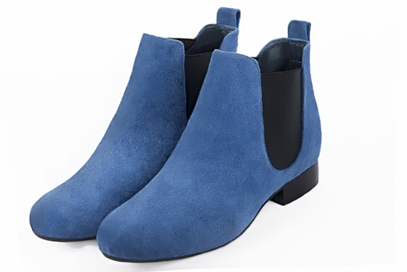 Bottines et boots homme habill es en bleu lectrique et noir mat